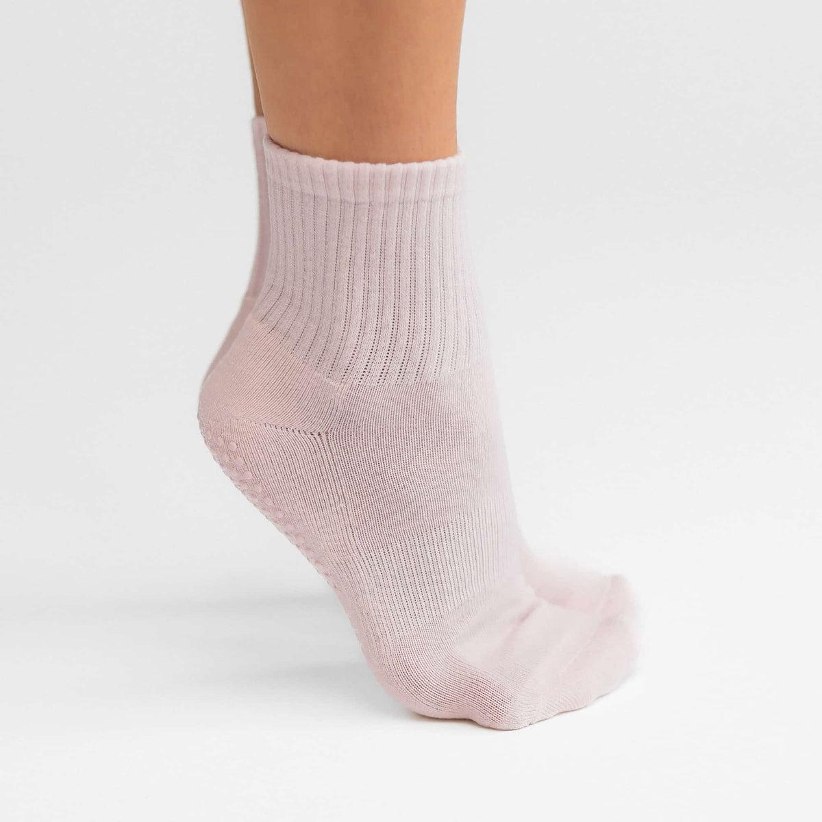 Blush Pink Pilates grip socks in soft pink