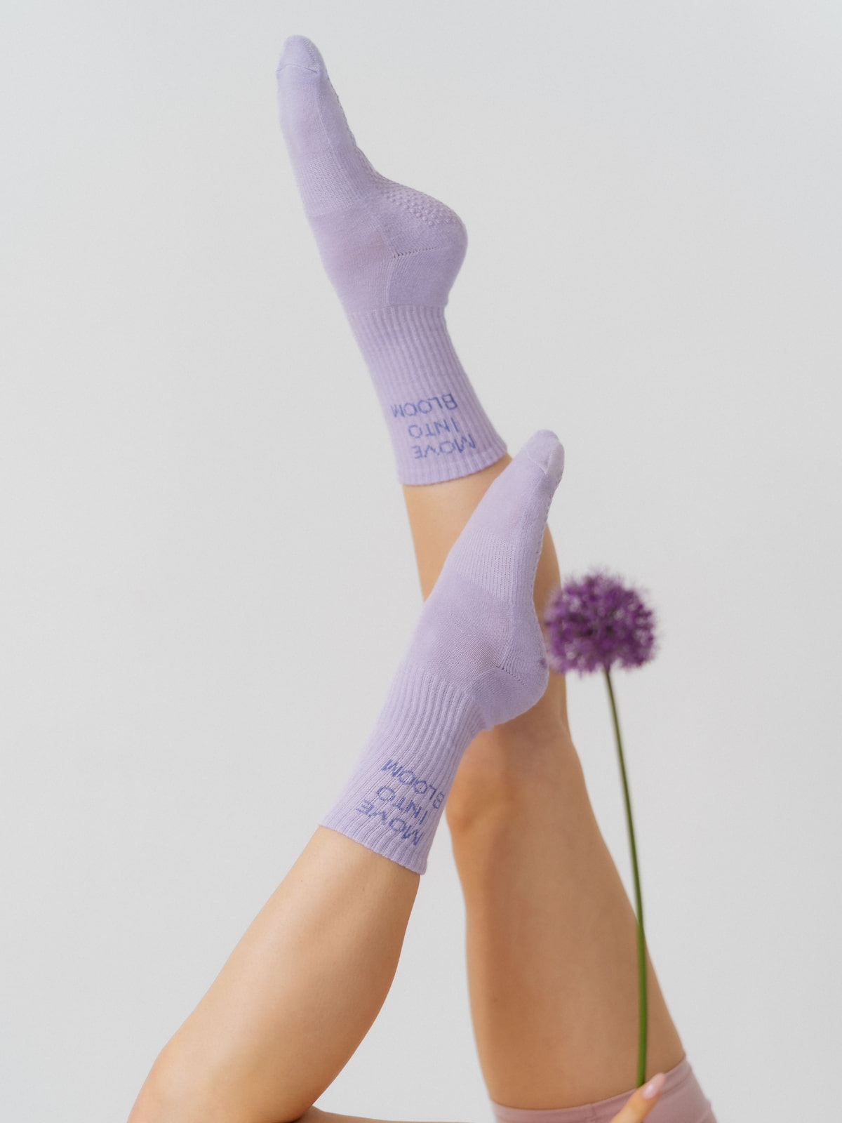 Women’s trending non-slip grip socks for Pilates and yoga – lilac color