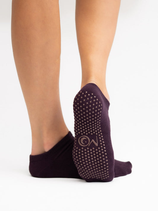 Grip socks for Pilates and yoga – purple color